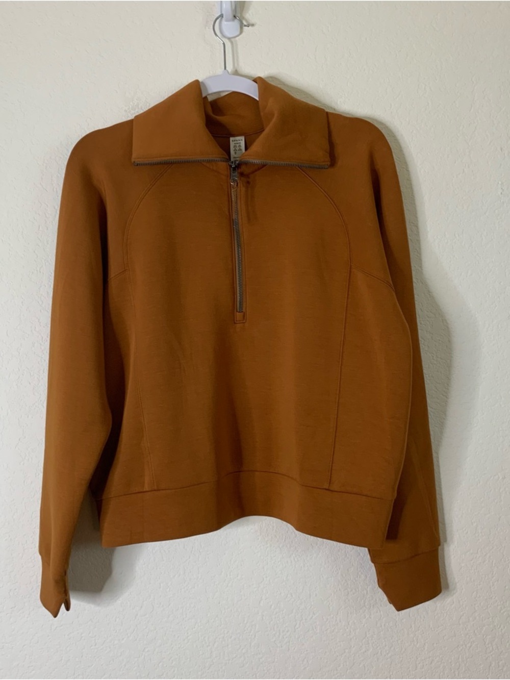 Spanx AirEssentials Half Zip Pullover Caramel Brown M 50346R